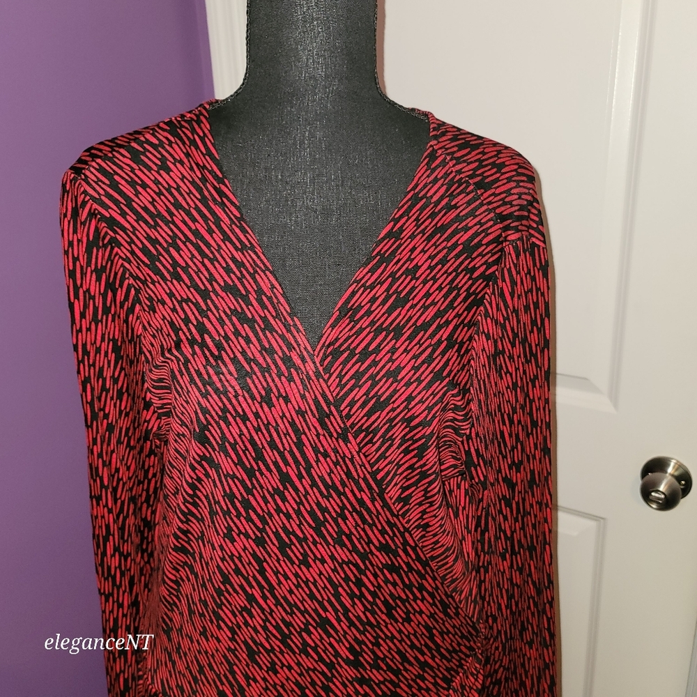 New York & Company Red/Black Wrap Style Dress Sz: XL NWT - Picture 4 of 7